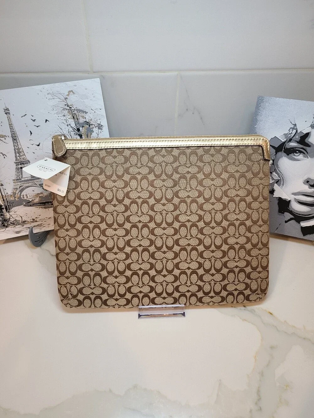 Coach NWT Beige & Brown Signature Tablet Sleeve